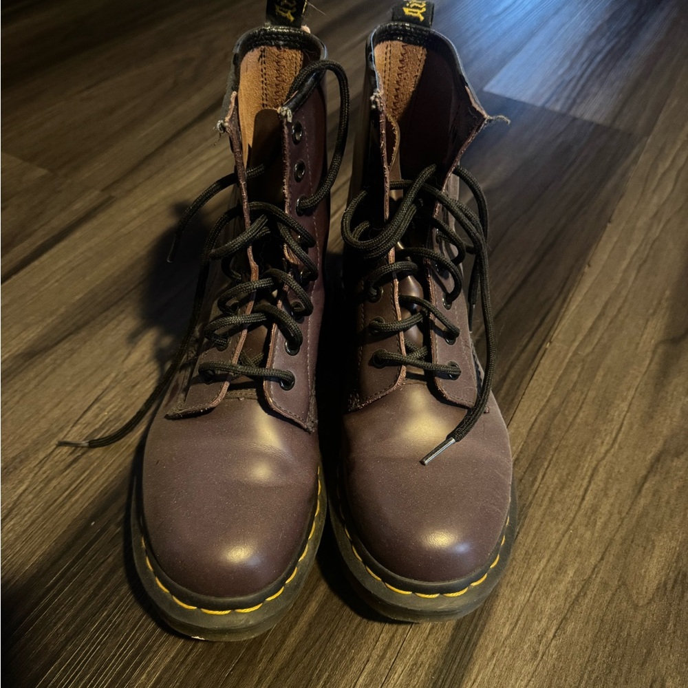 Dr. Martens Leather Lace-up Purple Boots